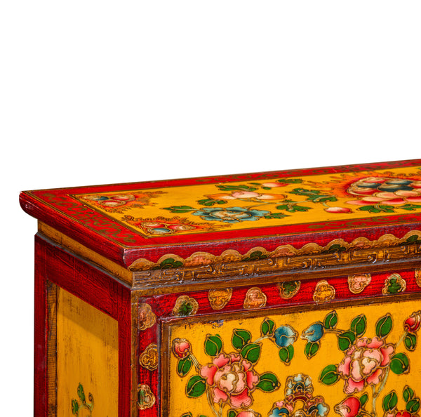 Tibetan Style Yellow Hand Painted Cabinet