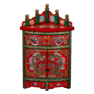 Tibetan Style Hand-painted Storage Corner Cabinet