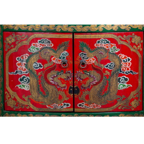 Tibetan Style Hand-painted Storage Corner Cabinet