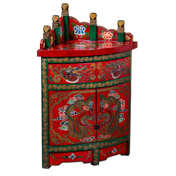 Tibetan Style Hand-painted Storage Corner Cabinet