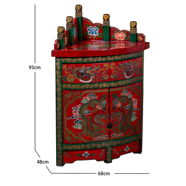 Tibetan Style Hand-painted Storage Corner Cabinet