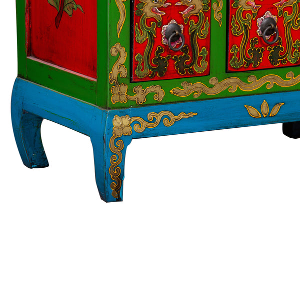 Painted Tibetan Wooden Multi-drawer Cabinet