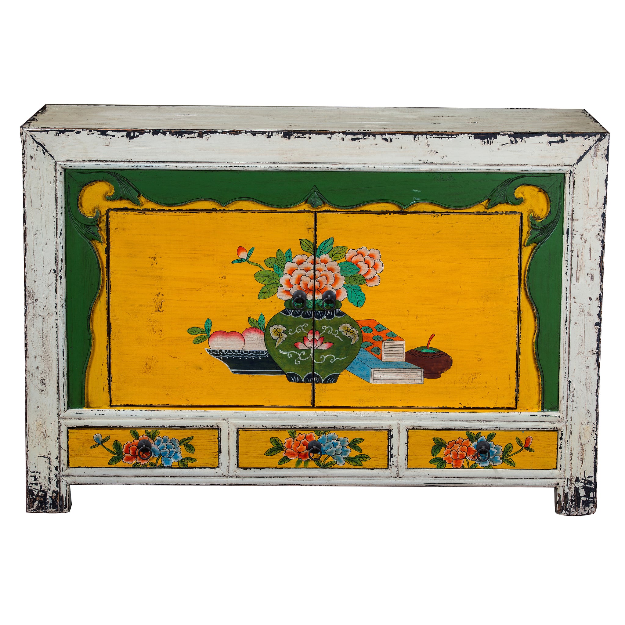 Chinese Two-door Cabinet with Peonies