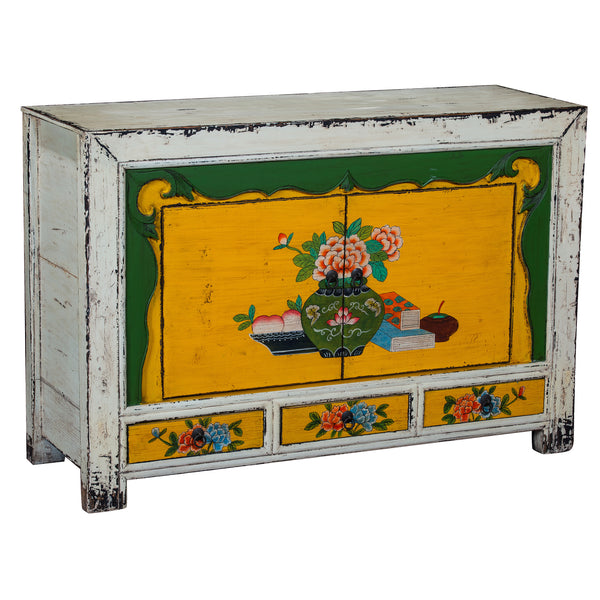 Chinese Two-door Cabinet with Peonies
