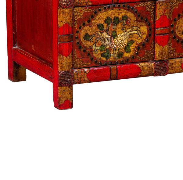 Chinese Painted Tibetan Style Apothecary Cabinet