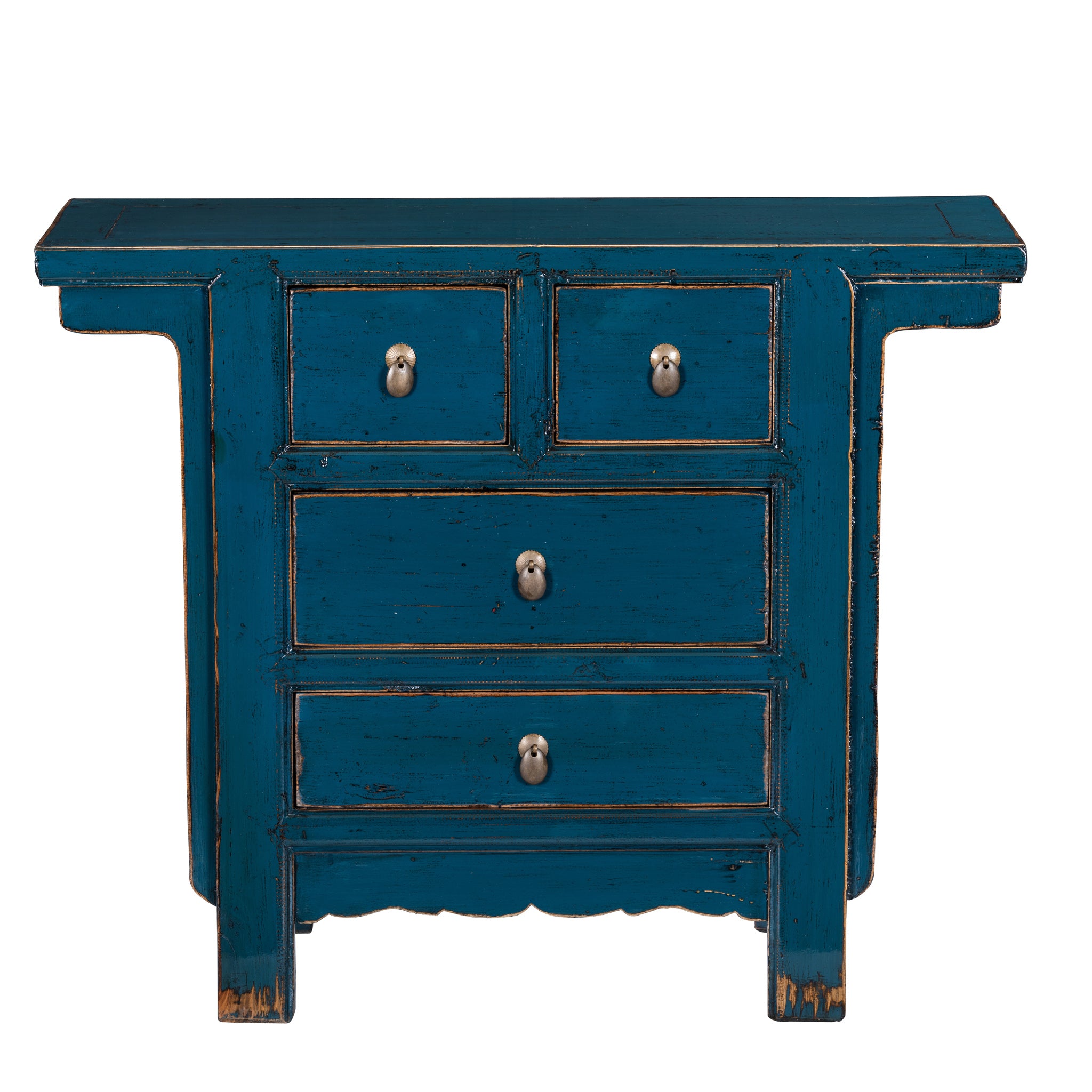 Dark blue Chinese Wooden Cabinet Wide