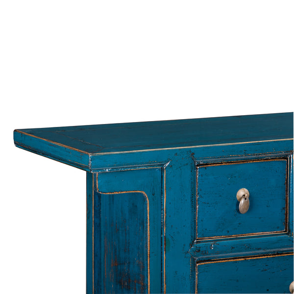 Dark blue Chinese Wooden Cabinet Wide