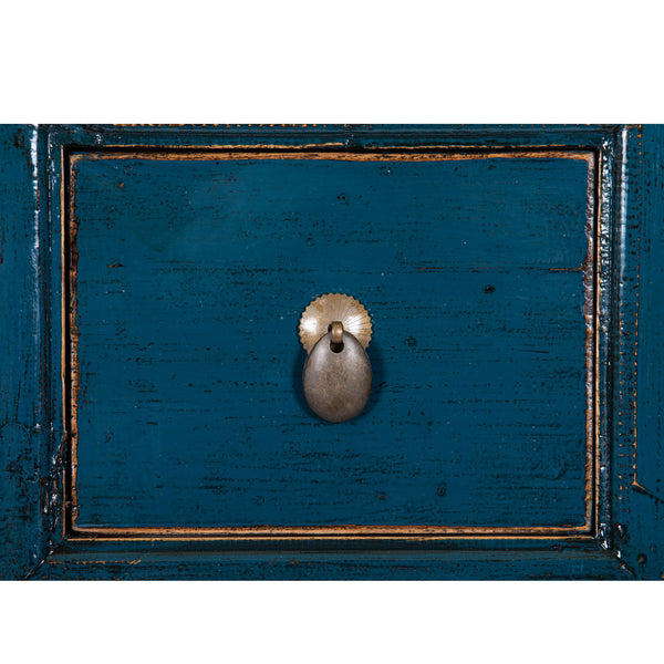 Dark blue Chinese Wooden Cabinet Wide