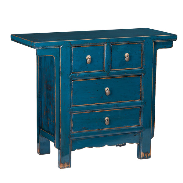 Dark blue Chinese Wooden Cabinet Wide
