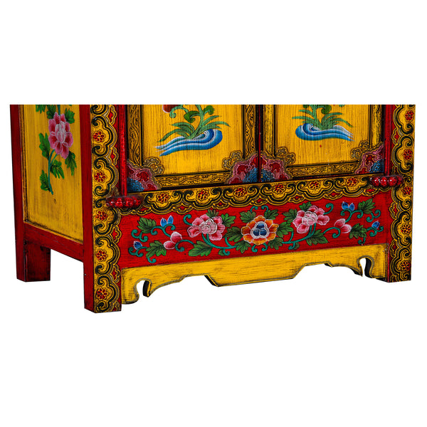 Small Chinese Painted Storage Cabinet with Peonies