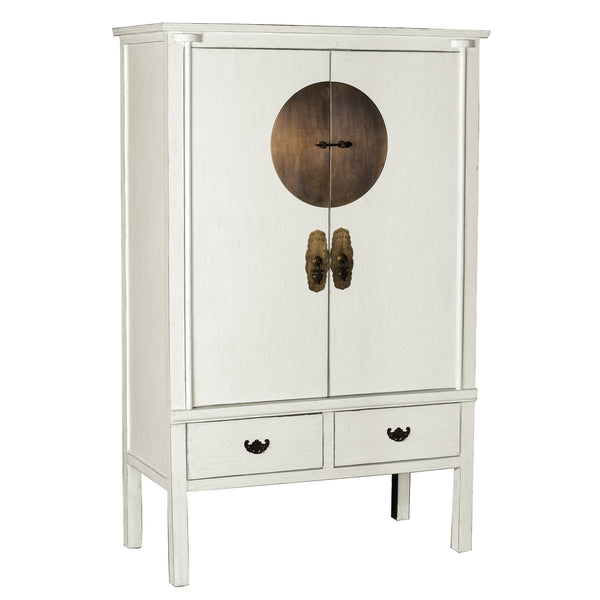 White Oriental Solid Wood Painted Wardrobe