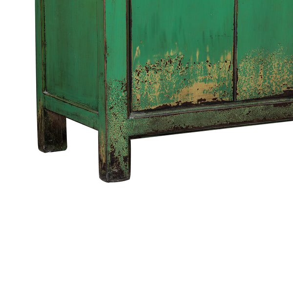 Chinese Style Rustic Green Wooden Sideboard