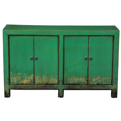 Chinese Style Rustic Green Wooden Sideboard
