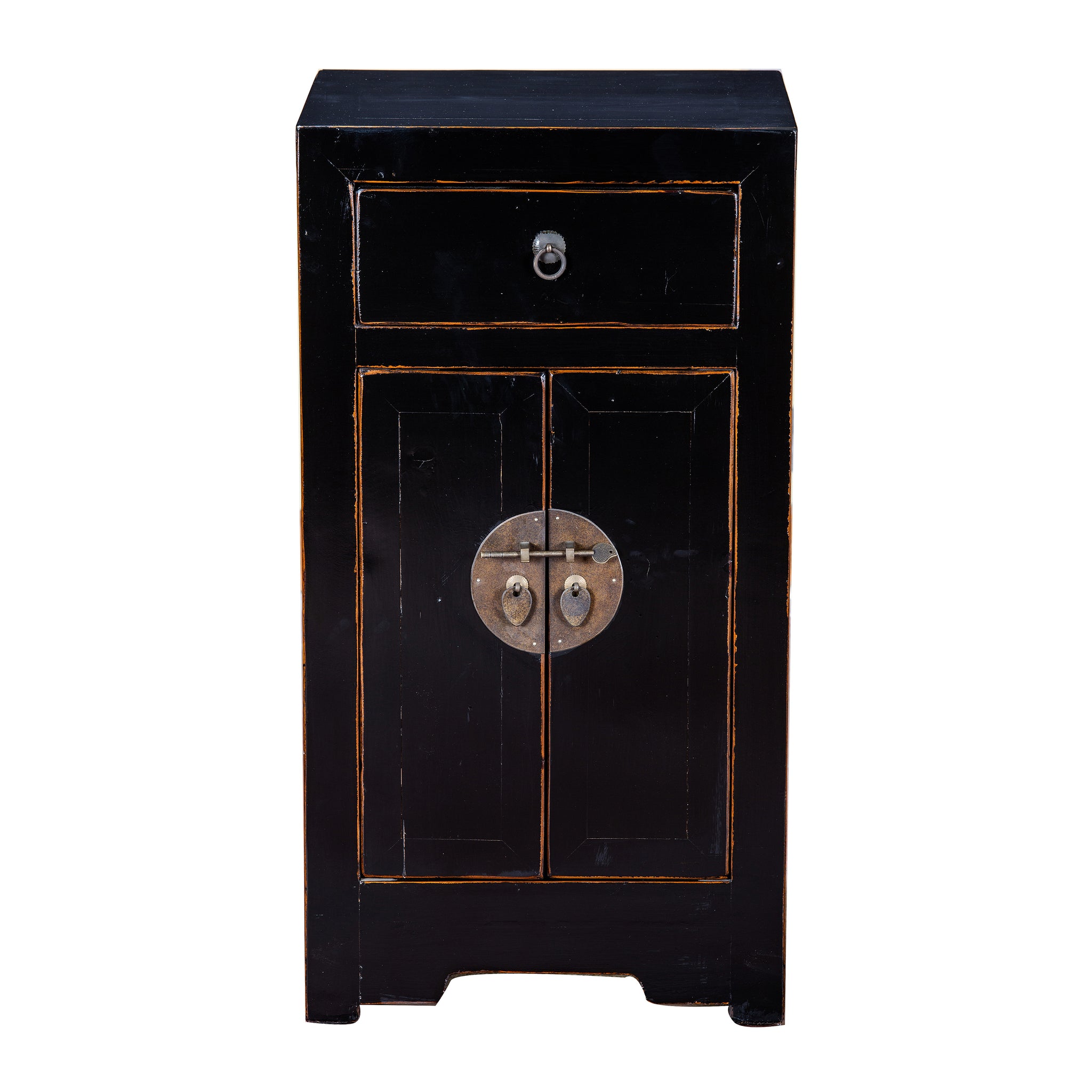 Small Black Two-Door Painted Storage Cabinet