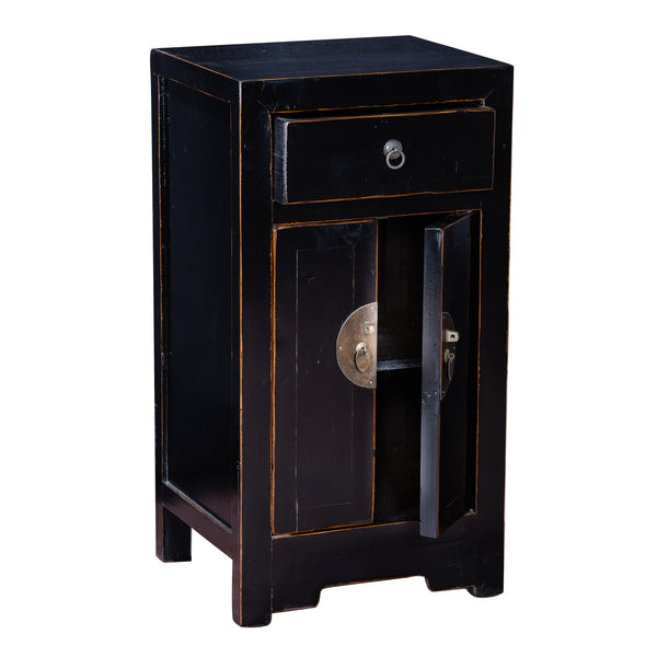 Small Black Two-Door Painted Storage Cabinet