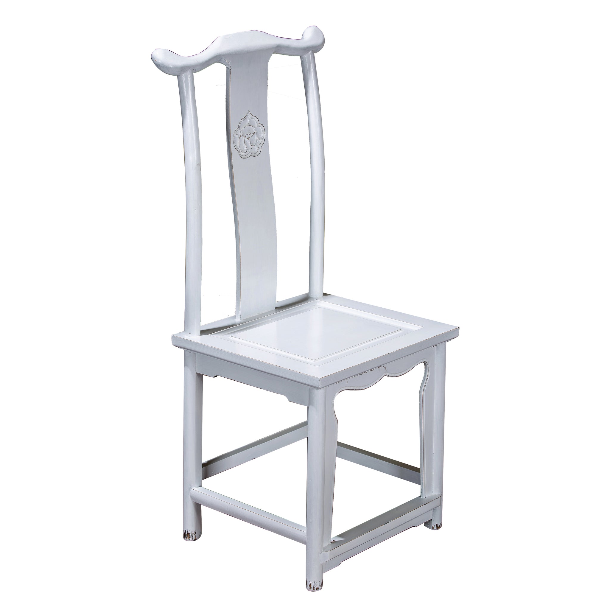 Contemporary Painted White Chinese Wood Chair