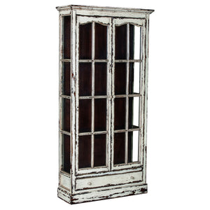 Tall White Chinese Painted Display Storage Cabinet