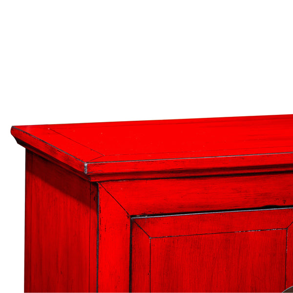 Red Chinese Painted Storage Cabinet