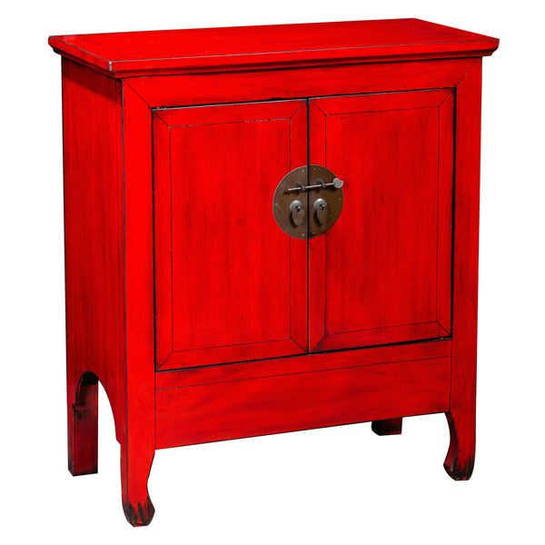 Red Chinese Painted Storage Cabinet