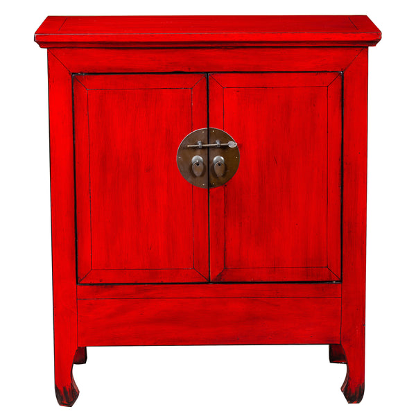 Red Chinese Painted Storage Cabinet